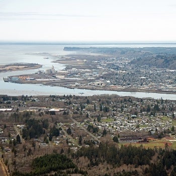 Aerial of Aberdeen and Hoquiam in Washington state