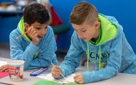 boys in biomed classroom