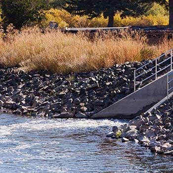 Outfall structure at Bozeman Water Reclamation Facility