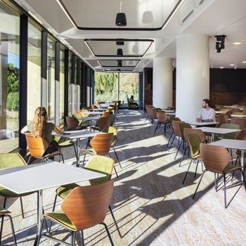 Bristol Myers Squibb Lakeside Commons Interior View of Cafeteria with Quality Daylight