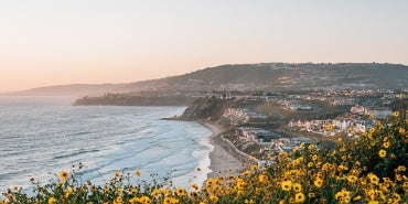 View of Strand Beach from Dana Point Headlands Conservation Area, in Dana Point, Orange County, California.