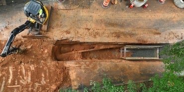 Aerial view of a project site for the City of Wiston-Salem Collection System Improvement Program Management