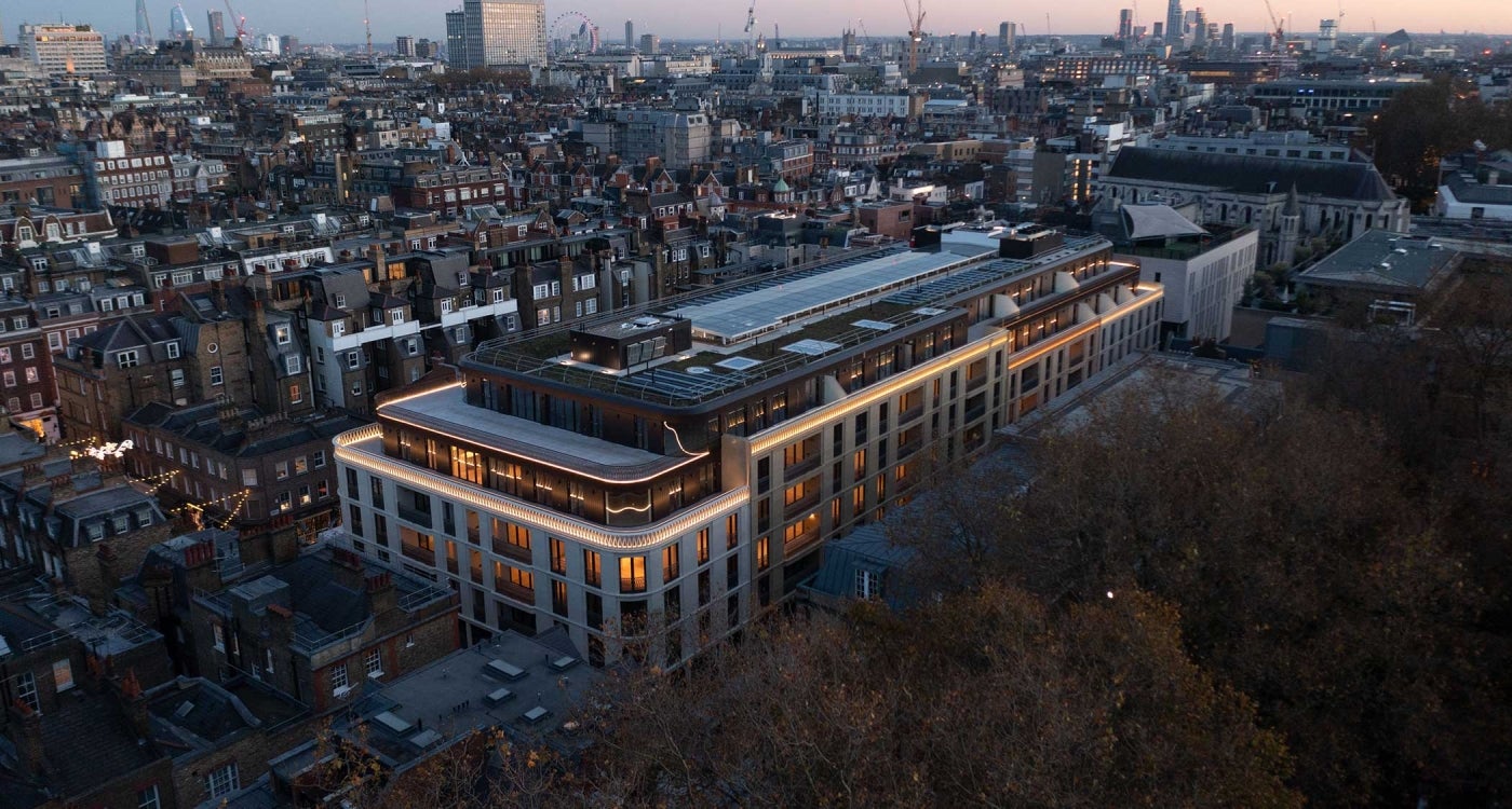 Overhead exterior shot of Marylebone Square, London