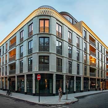 Street level exterior of Marylebone Square, London.