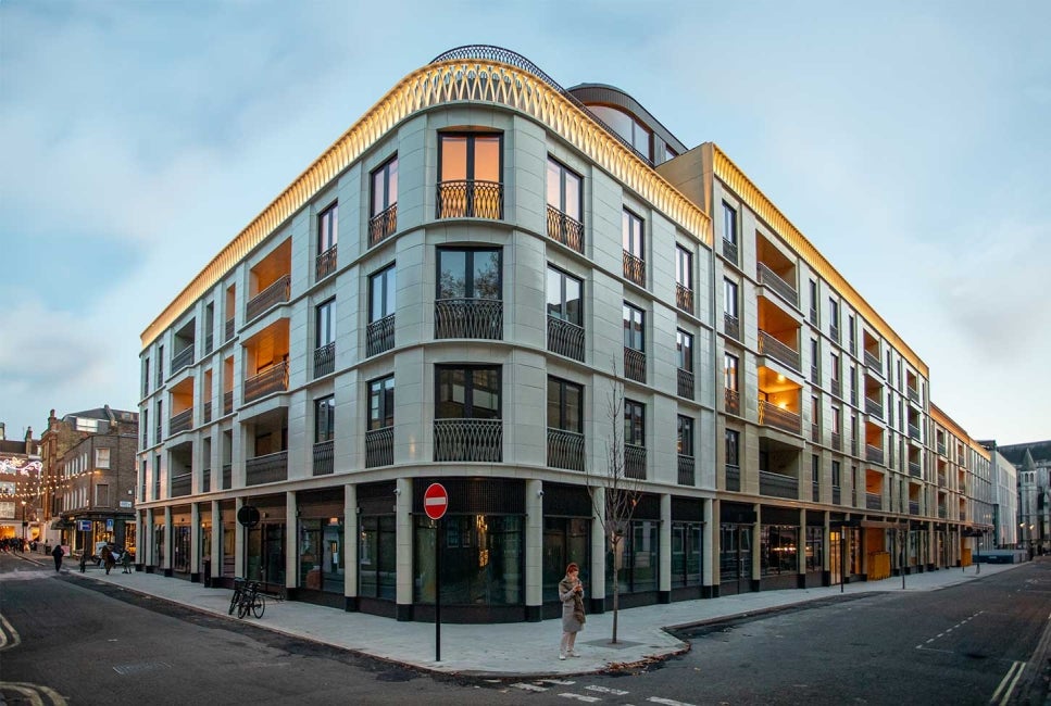 Street level exterior of Marylebone Square, London.