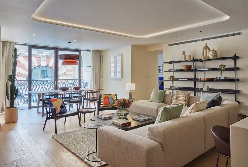 Living room interior of Marylebone Square, London.