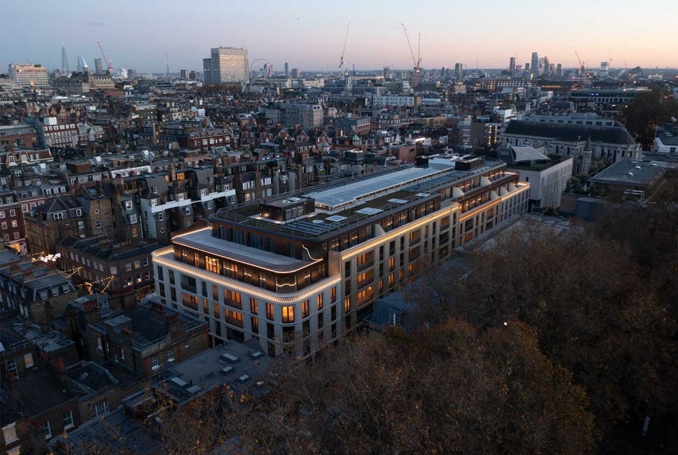 Overhead exterior shot of Marylebone Square, London.