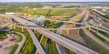 aerial photo of interstate interchange