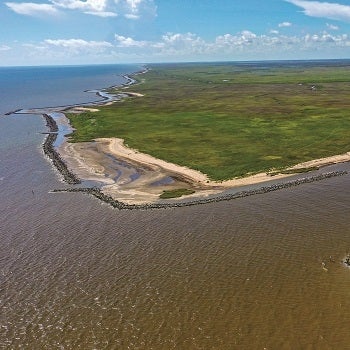 Aerial of Rockefeller Wildlife Refuge Gulf Shoreline project