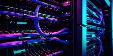 Cabling on a tower stack at a data center.