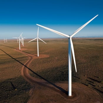 Aerial View of C-String wind turbines and access road.