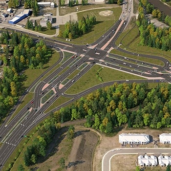 An aerial rendering of the GARS intersection in Fairbanks, Alaska 