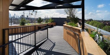 Roof terrace, on top of Holbein Gardens, London.