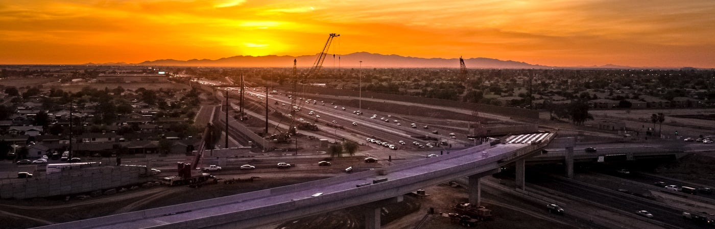 Aerial of Arizona South Mountain Freeway