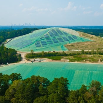 aerial view of landfill solar energy cover