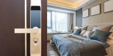 Door into a high spec hotel room