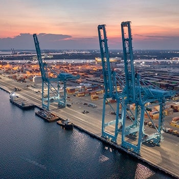 cranes at the Talleyrand terminal in Jacksonville