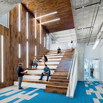 Johns Hopkins All Children's Research & Education Building wood stairs