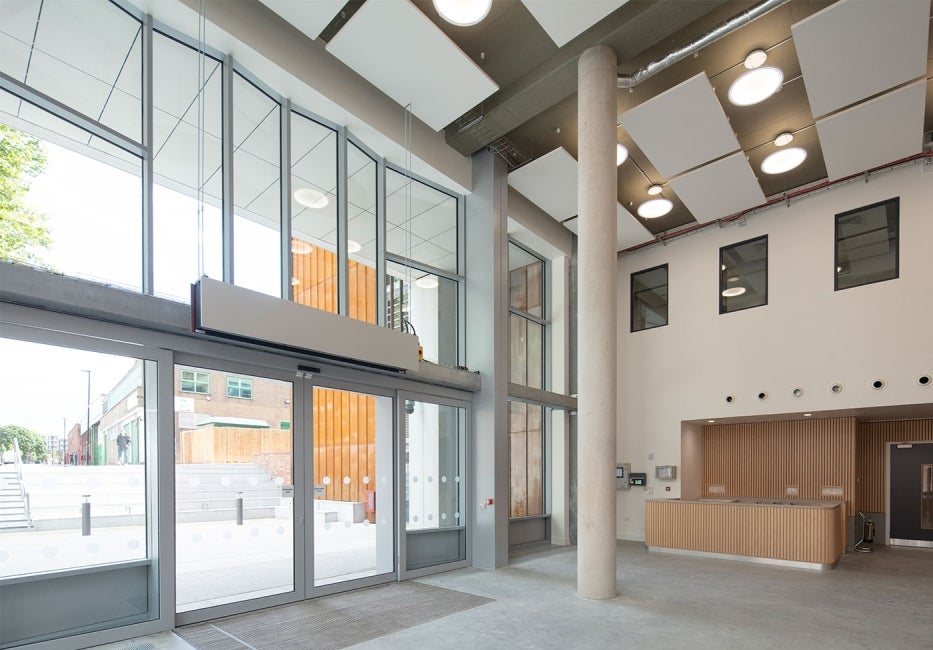 Internal shot of reception at 5-10 Brandon Road, Kings Cross, London.