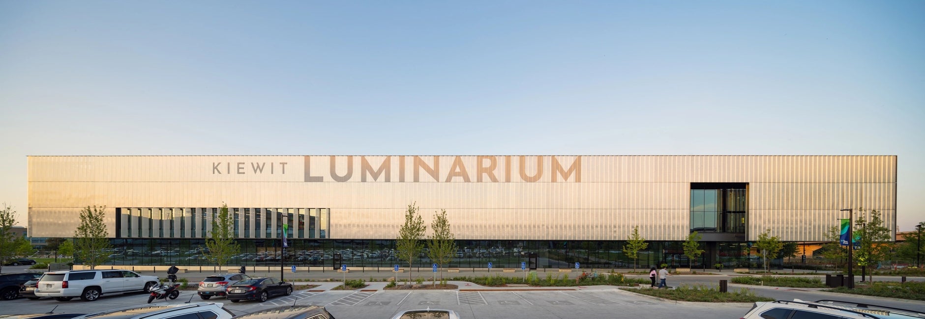 exterior view of Kiewit Luminarium west facade