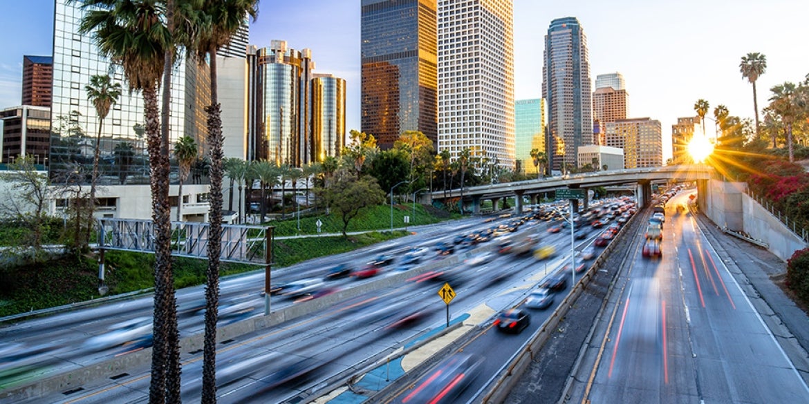 la freeway at sunset