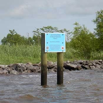 Lake Pontchartrain Shoreline with breakwater barriers