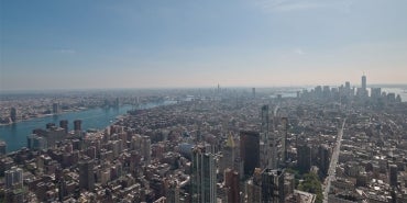 Shot of New York skyline from above.