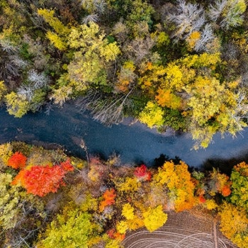 Aerial view of portion of Erie Canal in upstate New York.