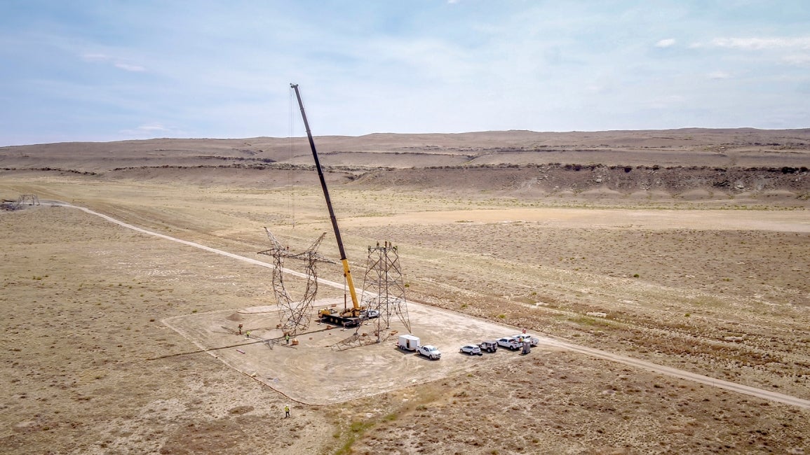 aerial image of a transmission line structure for gateway west