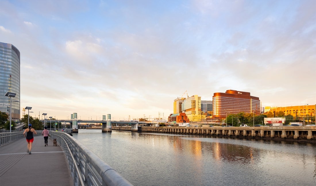 View from Across the River at Sunset