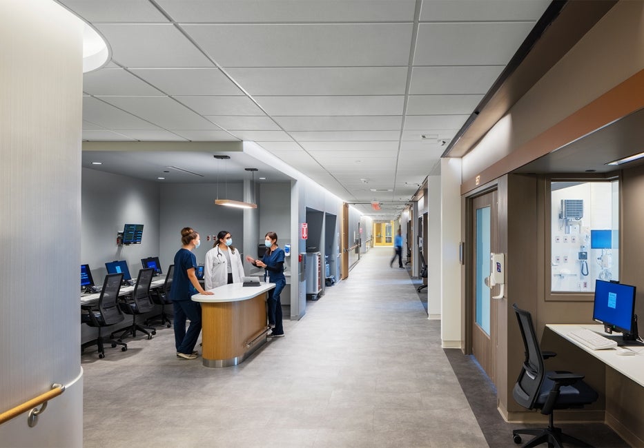 Inpatient Corridor Nurses in Conversation