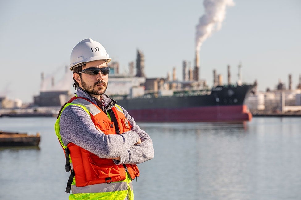 employee standing at a port