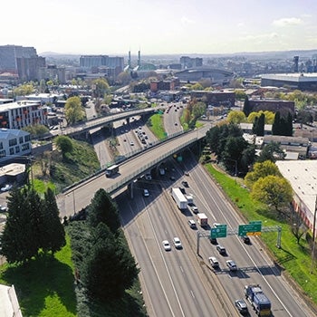 I-5 highway corridor looking south toward Moda Center