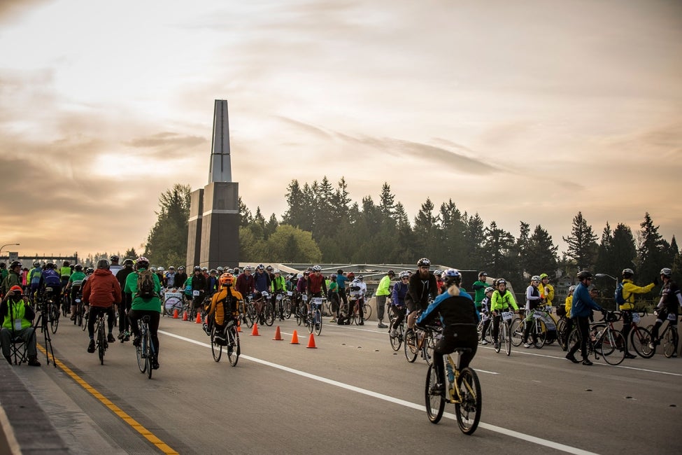 Bike ride on SR 520 Bridge