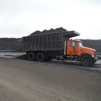 Red truck at data collection site