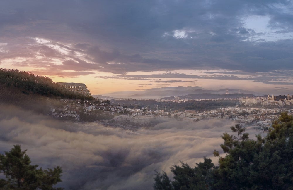 UCSF Helen Diller Medical Center Parnassus Heights New Hospital Fog Over Mountains at Sunrise