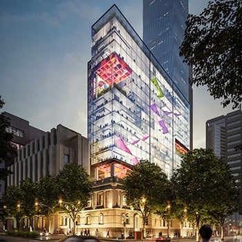 University Campus Tower Melbourne exterior night shot