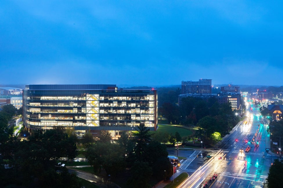 University of Maryland Brendan Iribe Center at dusk