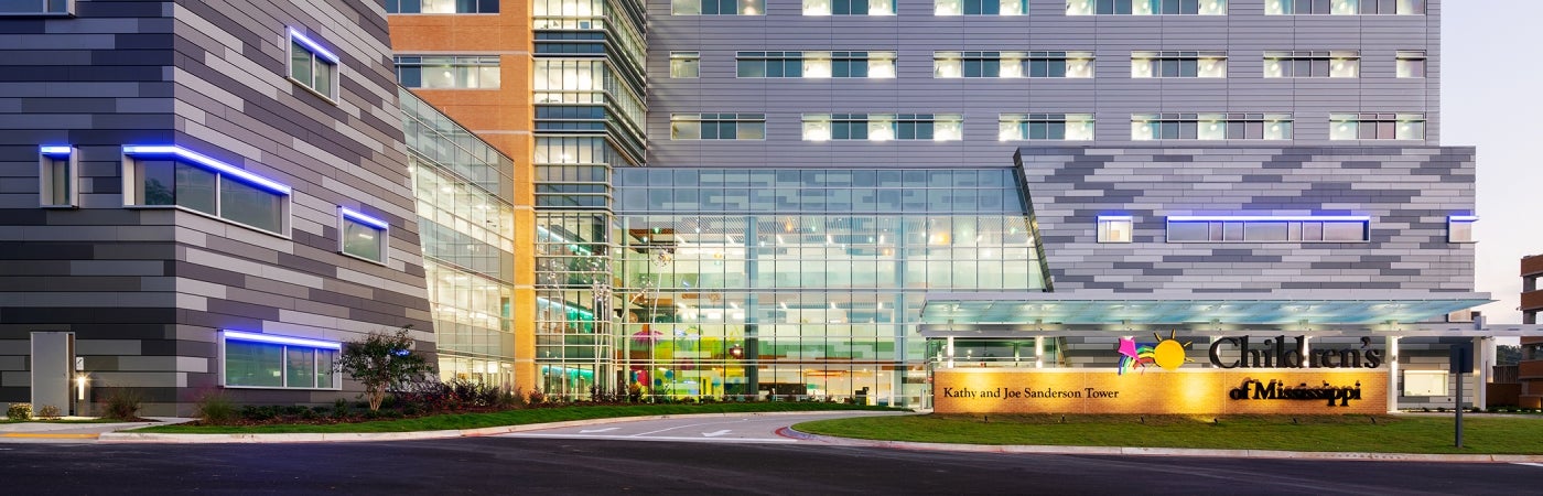 University of Mississippi Medical Center Children's Tower at Dusk