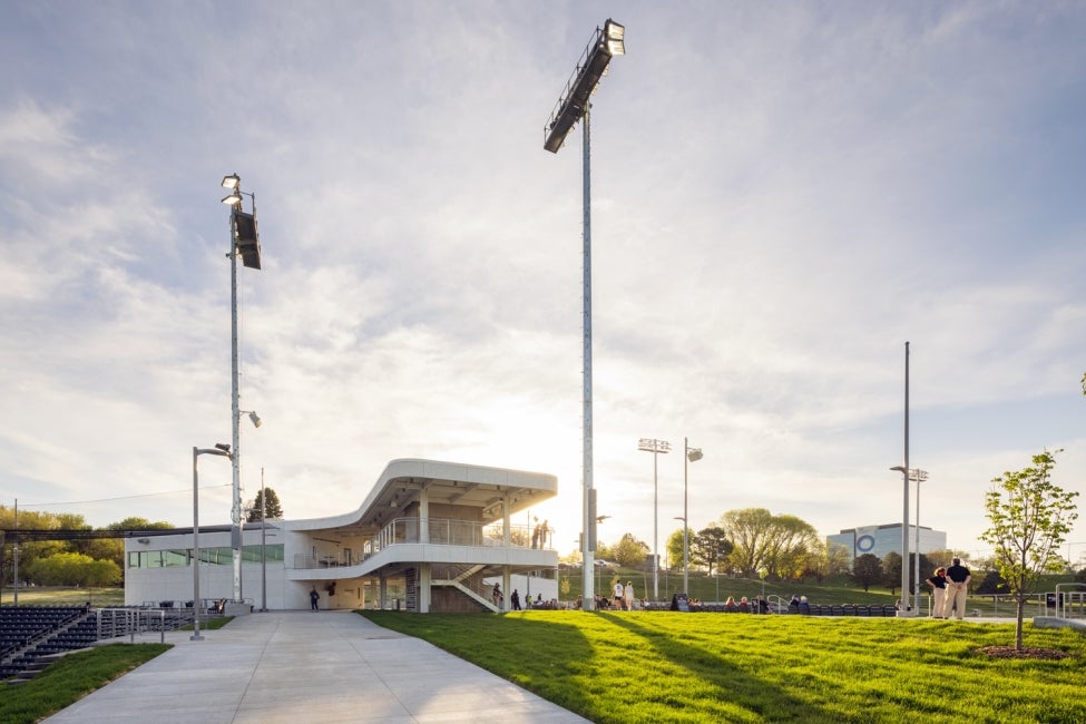 UNO Maverick Park stadium at dusk