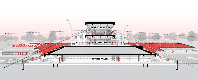 UNO baseball and softball park stadium section diagram