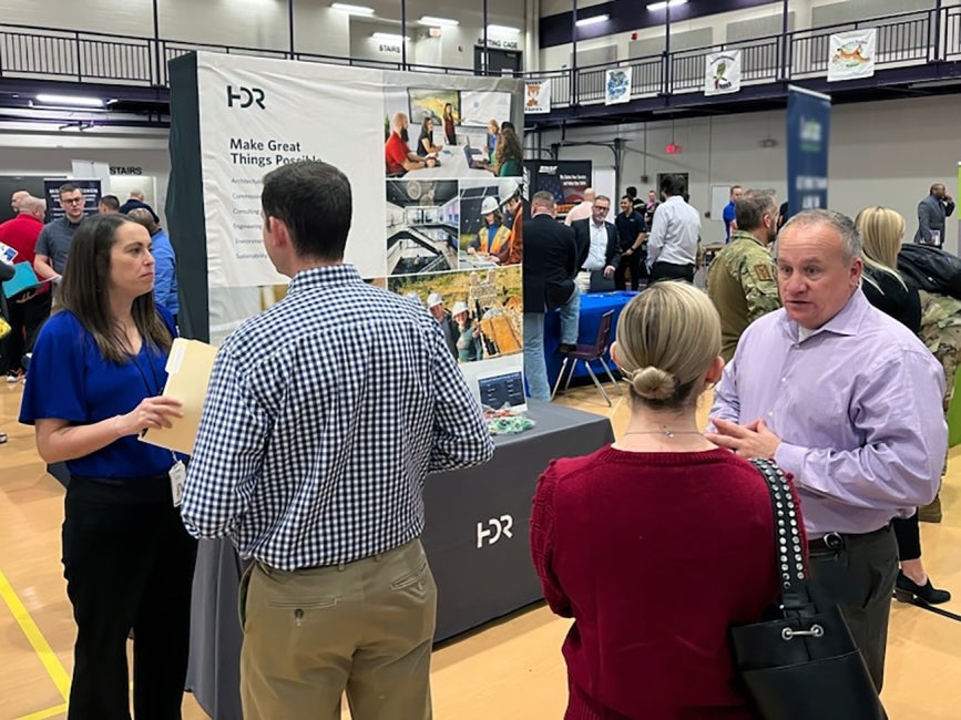 HDR team members meet veterans at a career fair