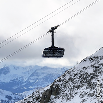 Lone peak tram going down mountainside