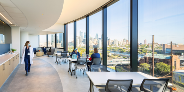 The Pavilion at the Hospital of the University of Pennsylvania Staff Respite Area with View to Philadelphia Skyline