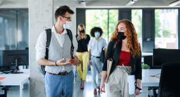 Students with Masks Stock Image