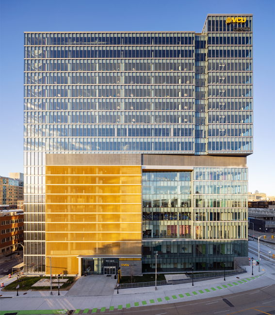 VCU Health Adult Outpatient Pavilion Reflection on Facade