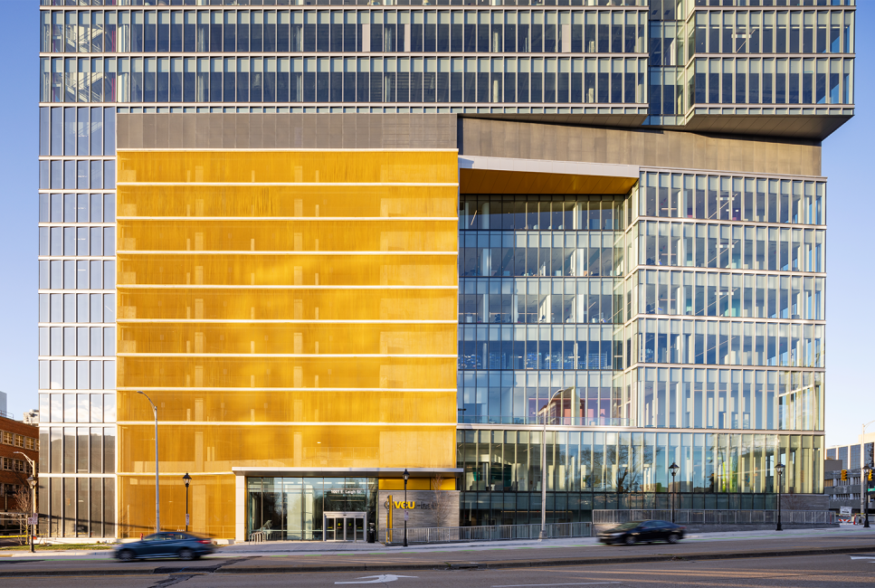 VCU Health Adult Outpatient Pavilion Entrance Day Gold Mesh Parking