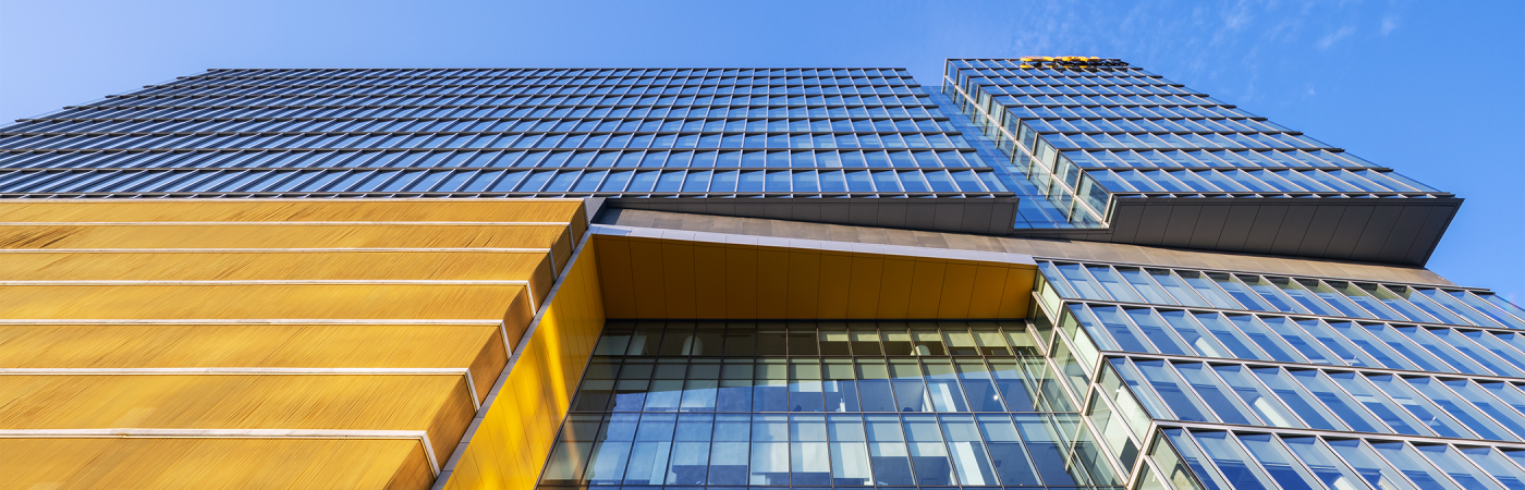 Looking upward at the VCU Health Adult Outpatient Center